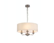 DK0062  Banyan 45cm 3 Light Pendant Satin Nickel, Ivory Pearl